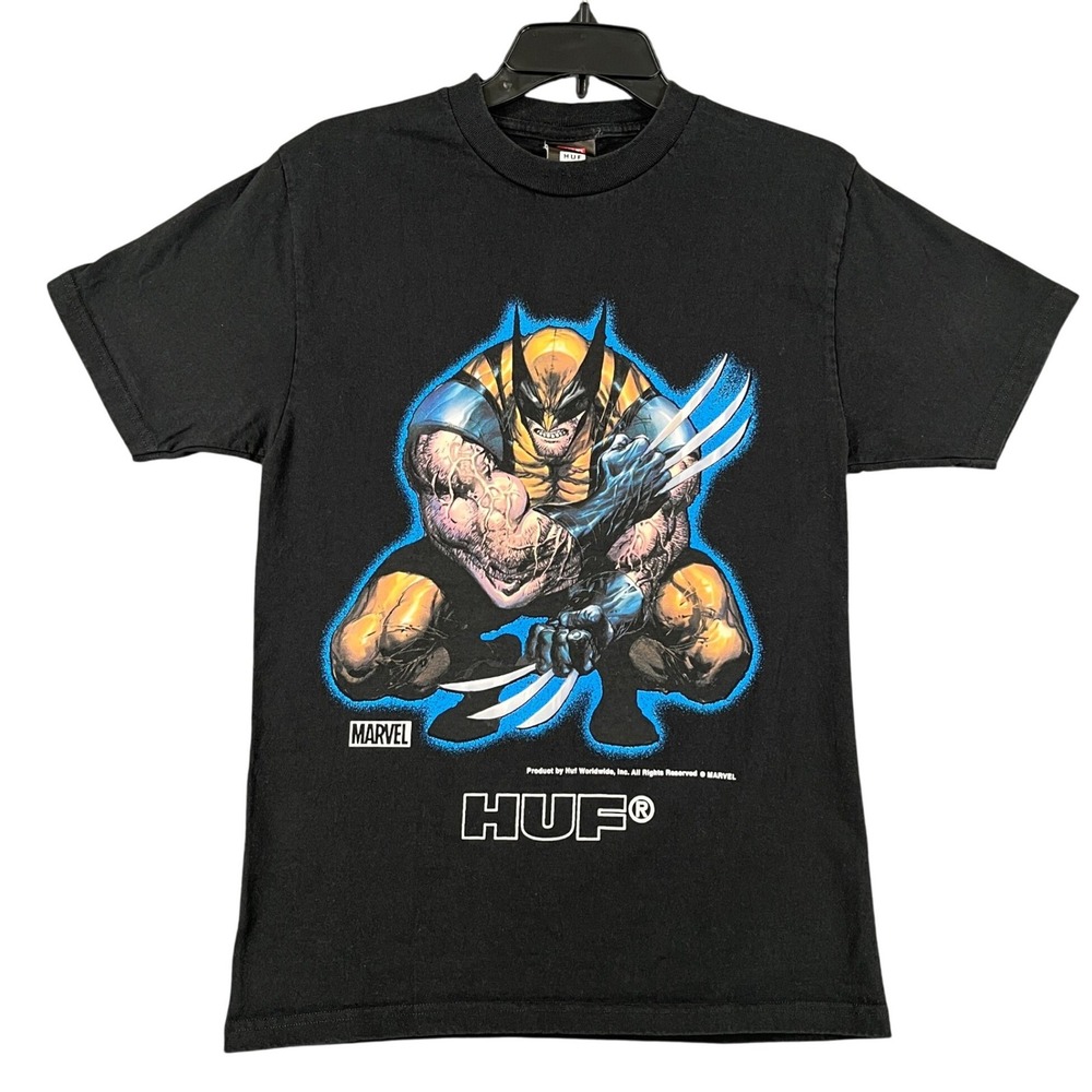 Marvel HUF T-Shirt Men S Wolverine Graphic Short Sleeve Black Skate Tee